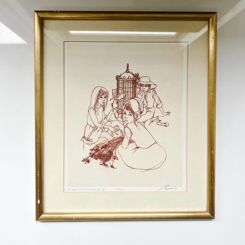 Salvatore Russo Etching Birds of a Feather II, Signed & Exhibited Piece